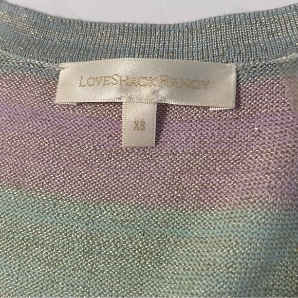 LoveShackFancy Asteria Stripe Crop Cardigan Sweater Pastel Striped Sz XS - Picture 10 of 10